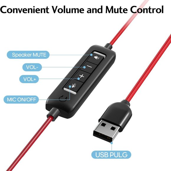 HROEENOI USB Headset, PC Headset with Noise Cancelling Microphone for Laptop - Picture 2 of 4